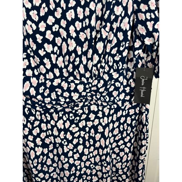 Jessica Howard Womens Blue White Floral Ruched Waist Knit Dress Plus 18W NWT - Picture 10 of 11